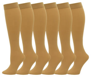 Queen Size Women's Sheer Trouser Socks - Beige (6 Pack)