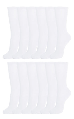 Women's Cotton Crew Socks - White (240 Pairs)