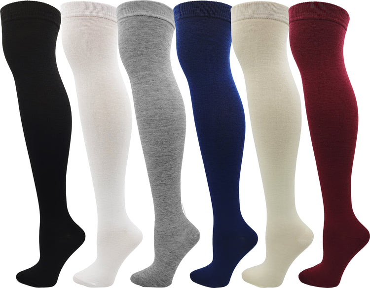 Women's Over The Knee High, Thigh High Socks (6 Pack)