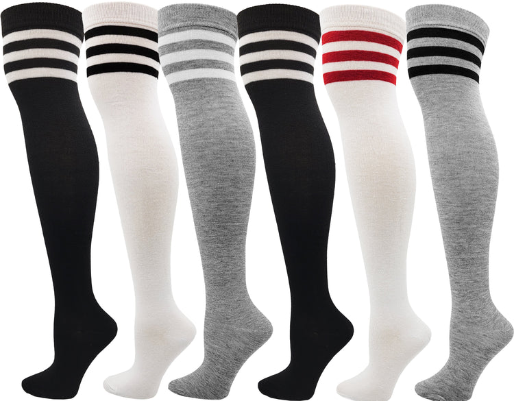 Women's Over The Knee High, Thigh High Socks (6 Pack)
