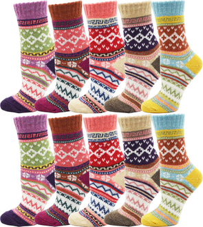 Women's Assorted Wool Thermal Socks - Aztec (10 Pack)