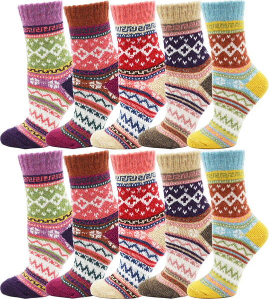 Women's Assorted Wool Thermal Socks - Aztec (10 Pack)