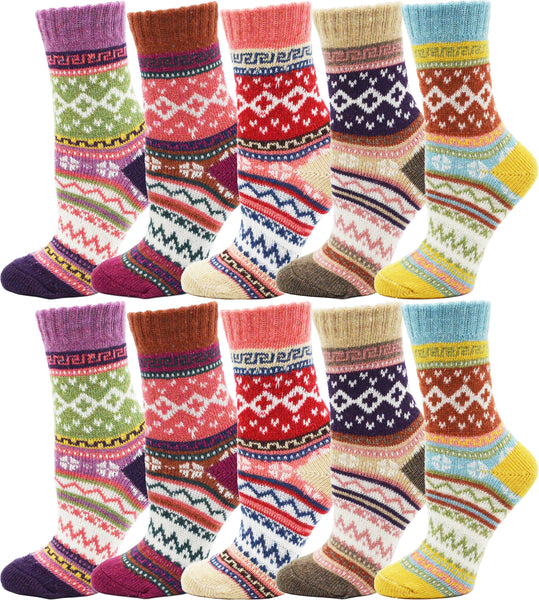 Women's Assorted Wool Thermal Socks - Aztec (10 Pack)
