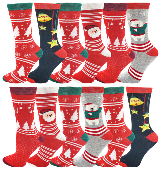 Women's Christmas Crew Socks (12 Pack)