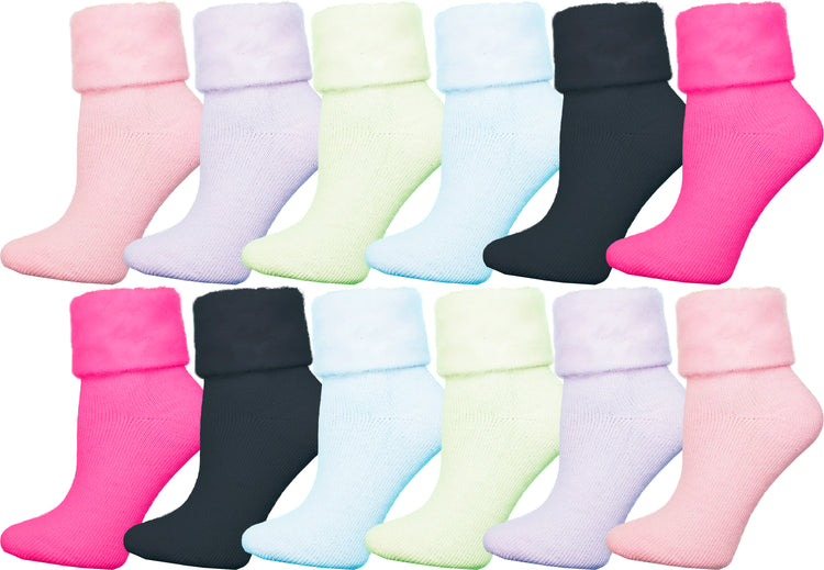 Brushed Cozy Bed Socks (12 Pack)