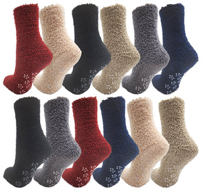 Women's Fuzzy Slipper Socks -  Assorted Colors (12 Pack)