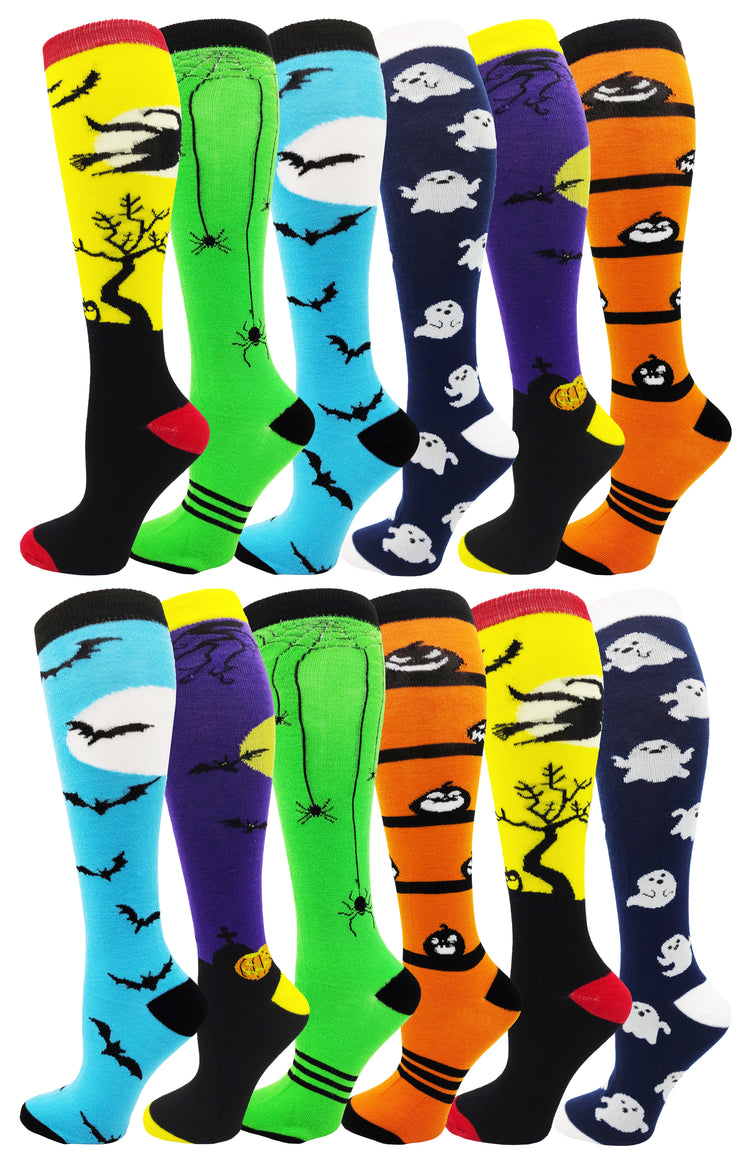 Women's Halloween Knee High Socks (12 Pack)