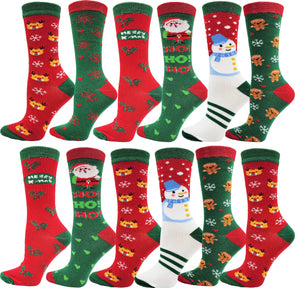 Women's Christmas Crew Socks (12 Pack)