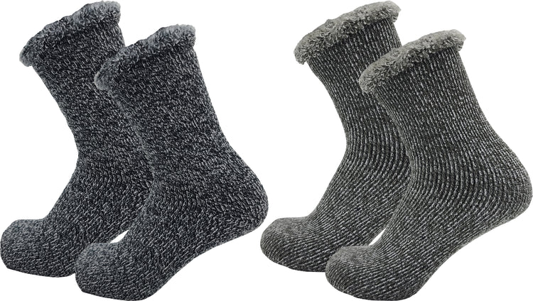 Men's Brushed Heavy Duty Ultra Thermal Socks - Gray/Black (2 Pack)