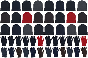 Assorted Beanies & Gloves - Combo Bundle (24 Beanies/24 Pairs Gloves)