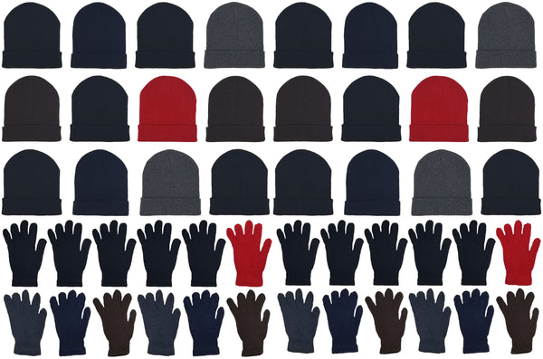 Assorted Beanies & Gloves - Combo Bundle (24 Beanies/24 Pairs Gloves)