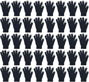 Adults Touch Screen Winter Gloves - Black (48 Bulk Pack)