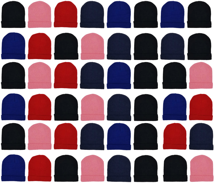 Children's Assorted Cuffed Beanies (48 Bulk Pack)