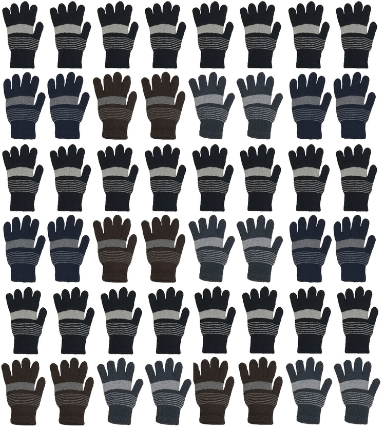 Adults Assorted Winter Knit Gloves (48 Bulk Pack)