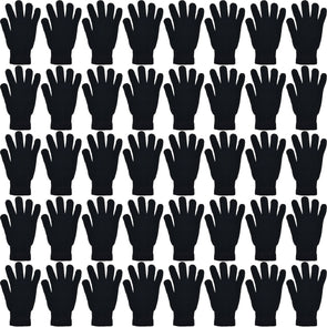 Adults Black Winter Knit Gloves (48 Bulk Pack)