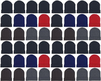 Adults Assorted Cuffed Winter Beanies (48 Bulk Pack)