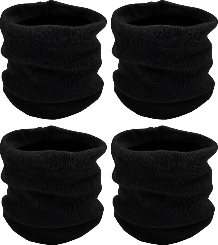 Winter Neck Gaiter Warmers - Black Furry Interior (4 Pack)