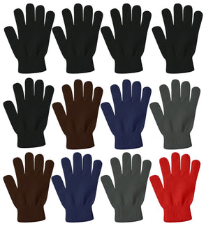 Adults Assorted Winter Knit Gloves (12 Pairs)