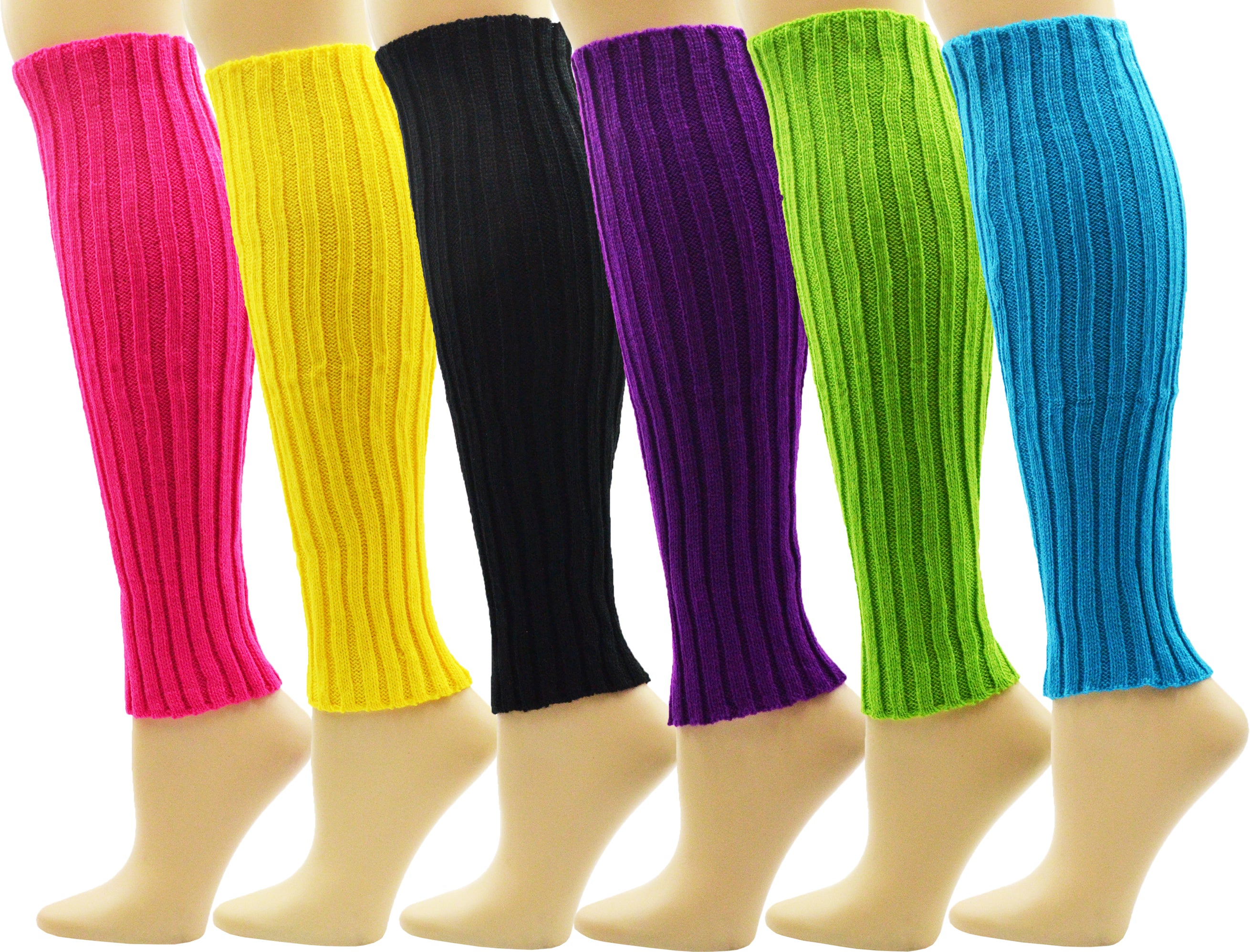 Womens Leg Warmers Neon Knitted