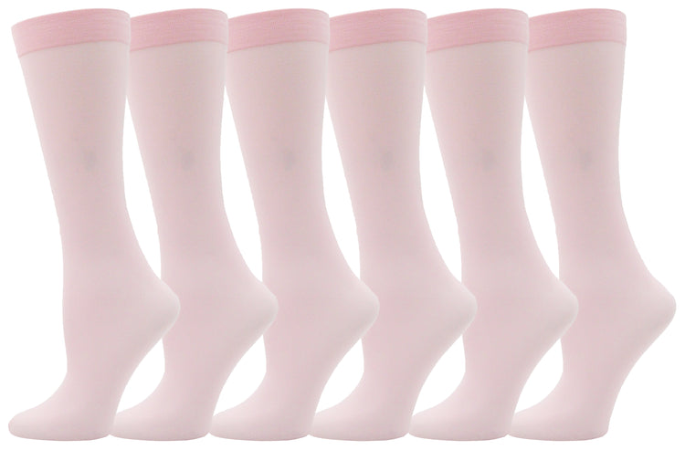 Women's Sheer Trouser Socks - Pink (6 Pack)