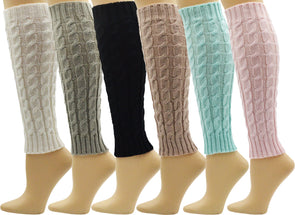 Women's Leg Warmers - Assorted Cable Knit (6 Pack)