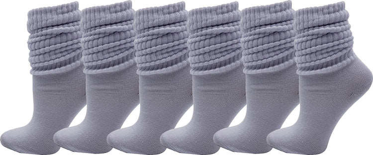 Extra Scrunch Slouch Socks - Gray (6 Pack)