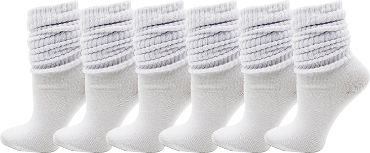 Extra Scrunch Slouch Socks - White (6 Pack)