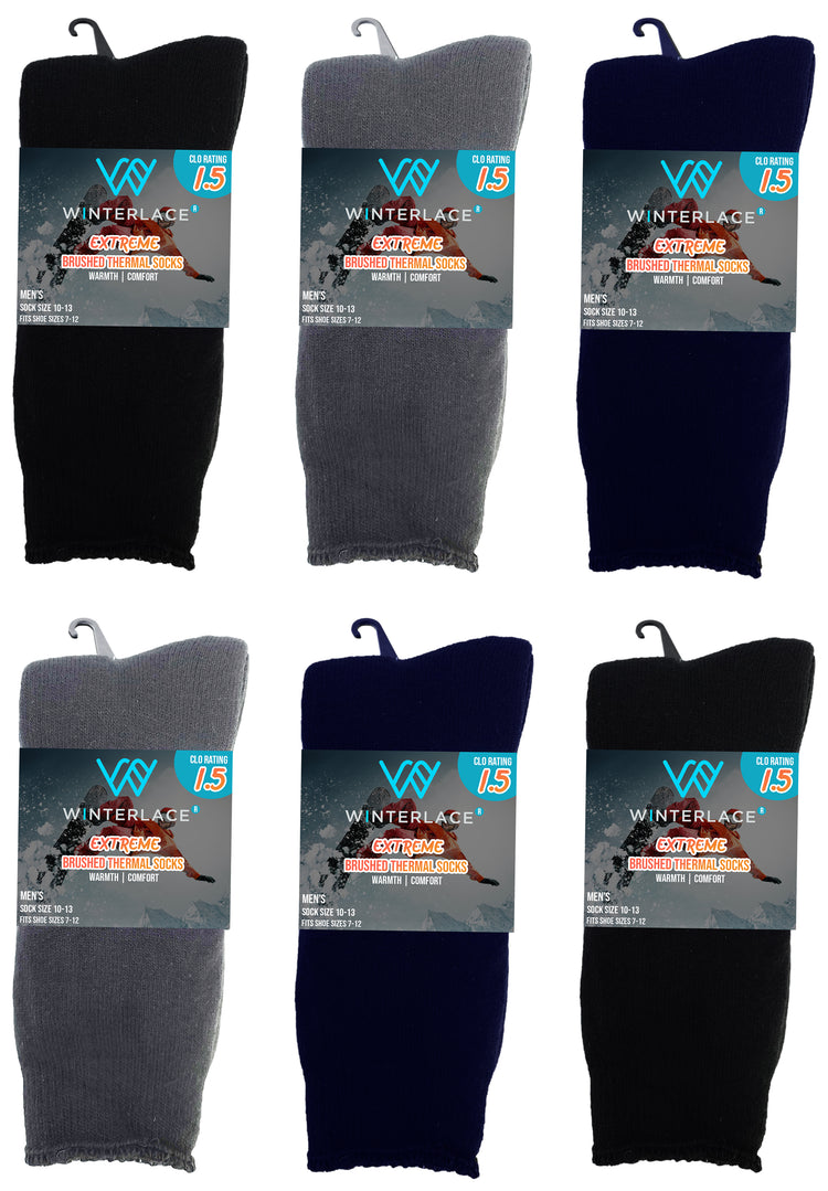 Men's Brushed Thermal Socks - Assorted (6 Pack)