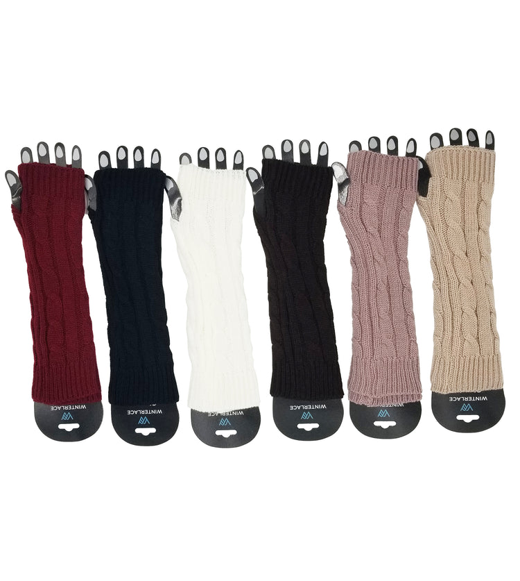 Women's Arm Warmers - Assorted Cable Knit (6 Pairs)