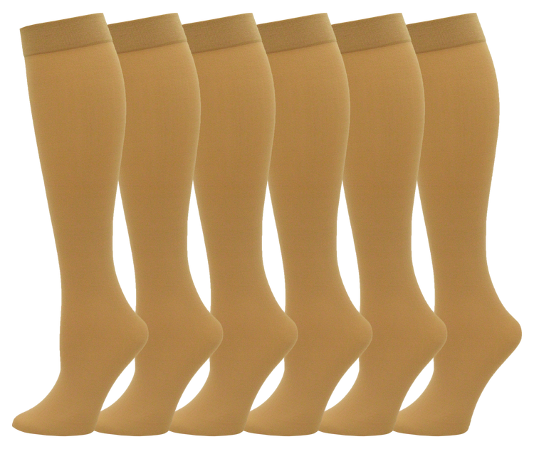 Queen Size Women's Sheer Trouser Socks - Beige (6 Pack)