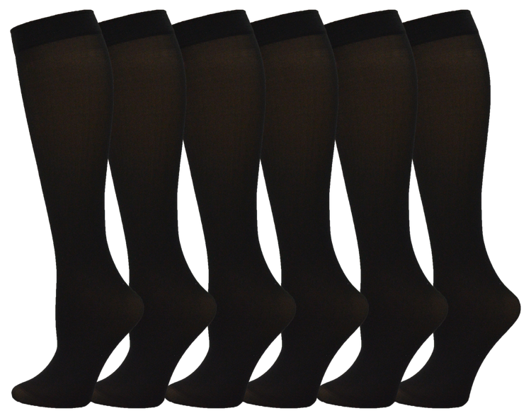 Queen Size Women's Sheer Trouser Socks - Black (6 Pack)
