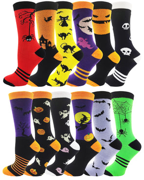 Women's Halloween Crew Socks  - Assorted (12 Pack)