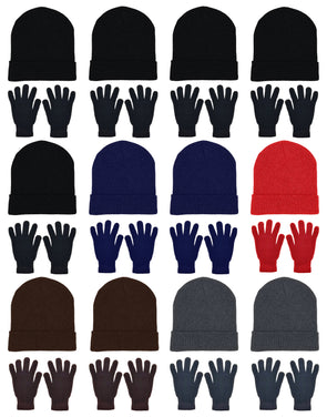 Assorted Beanies & Gloves - Combo Bundle (12 Beanies/12 Pairs Gloves)