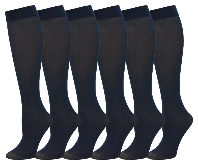 Women's Sheer Trouser Socks - Navy Blue (6 Pack)