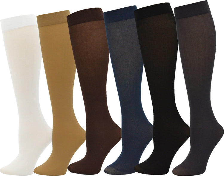Queen Size Women's Sheer Trouser Socks - Assorted (6 Pack)