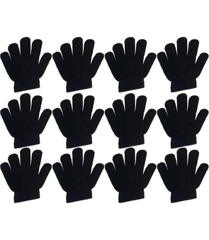 Children's Black Knit Gloves (12 Pairs)