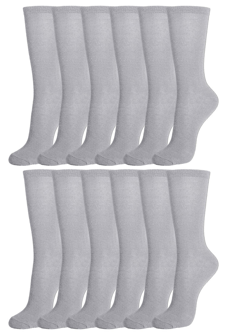 Women's Cotton Crew Socks - Gray (240 Pairs)