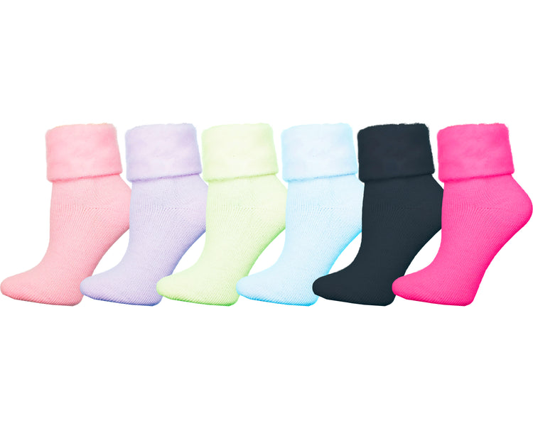 Brushed Cozy Bed Socks (6 Pack)