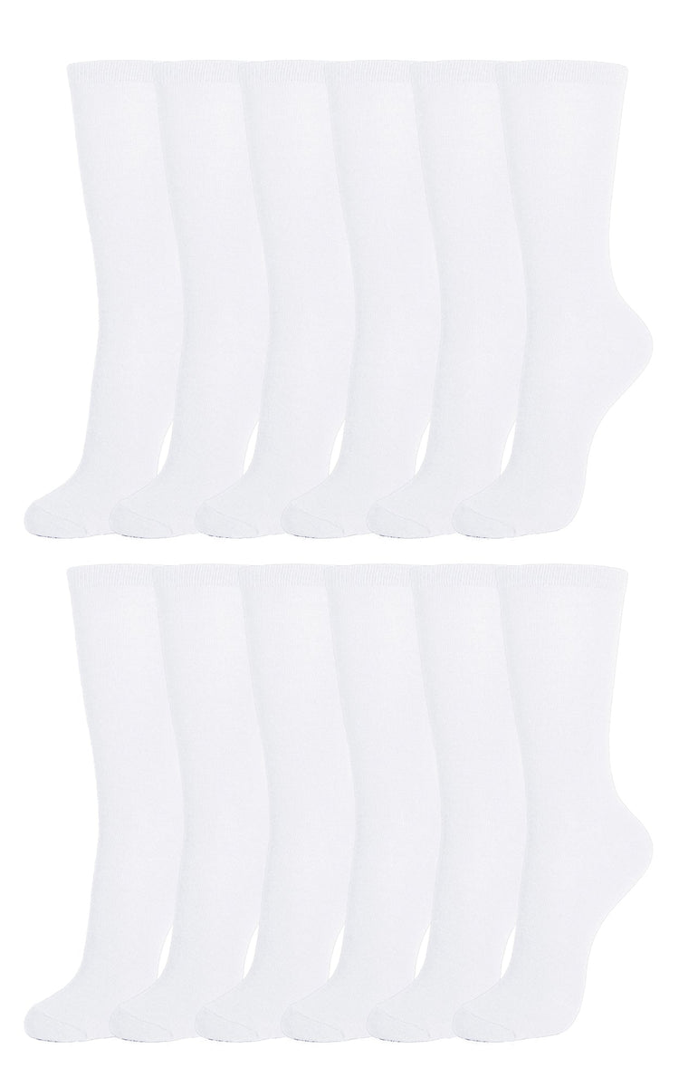 Women's Cotton Crew Socks - White (240 Pairs)