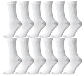 Women's Cotton Crew Socks - White with Gray (240 Pairs)