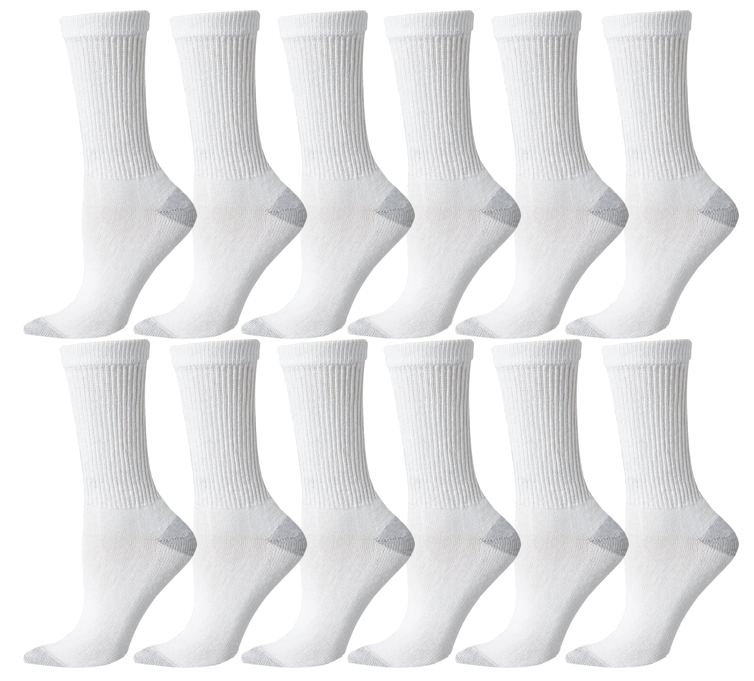 12 Pairs Athletic Cotton Ankle Socks, Black, Moisture-Wicking, Sizes 9