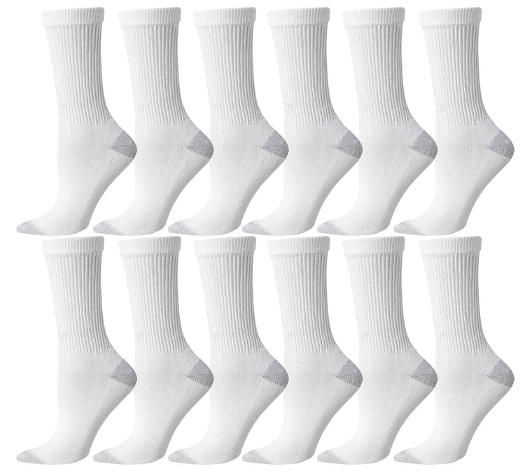 Men's Cotton Crew Socks - White with Gray (240 Pairs)