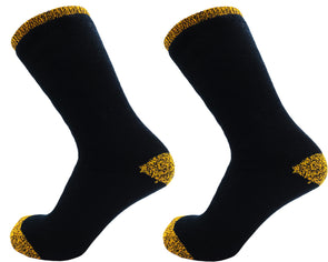 Men's Brushed Heavy Thermal Socks - Black & Yellow (2 Pack)